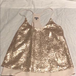 Charlotte Russe champagne sequin tank